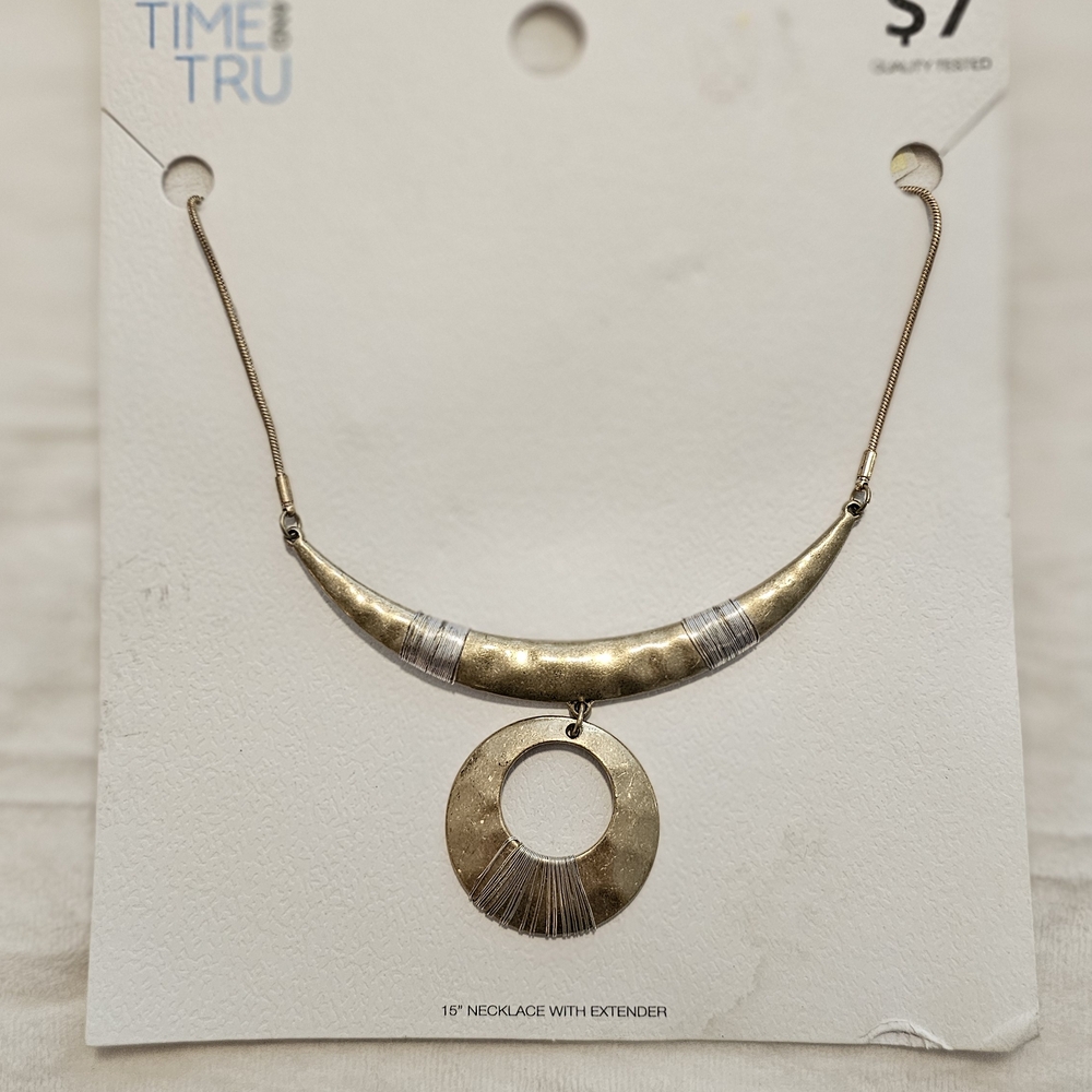 Time and Tru Two-Tone Crescent Necklace
